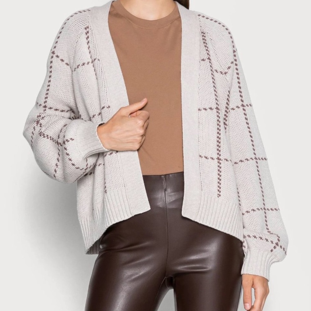 Abercrombie & Fitch Windowpane Cardigan - Grey